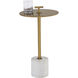 Sia 23.5 X 13 inch Brass / White End Table
